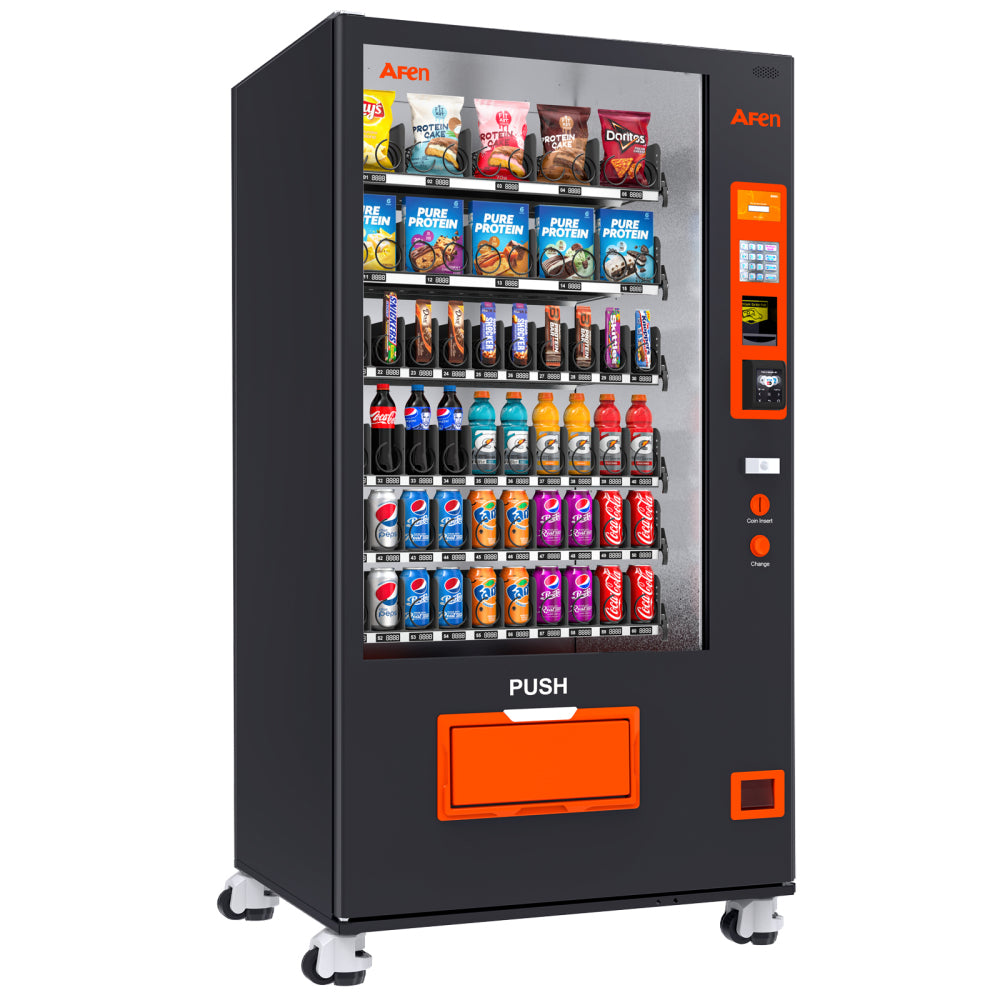 Snack & Drink Vending Machine with Coin, Bill Acceptor and Credit Card Reader, Refrigerated Commercial Vending Machine, 60 Slots