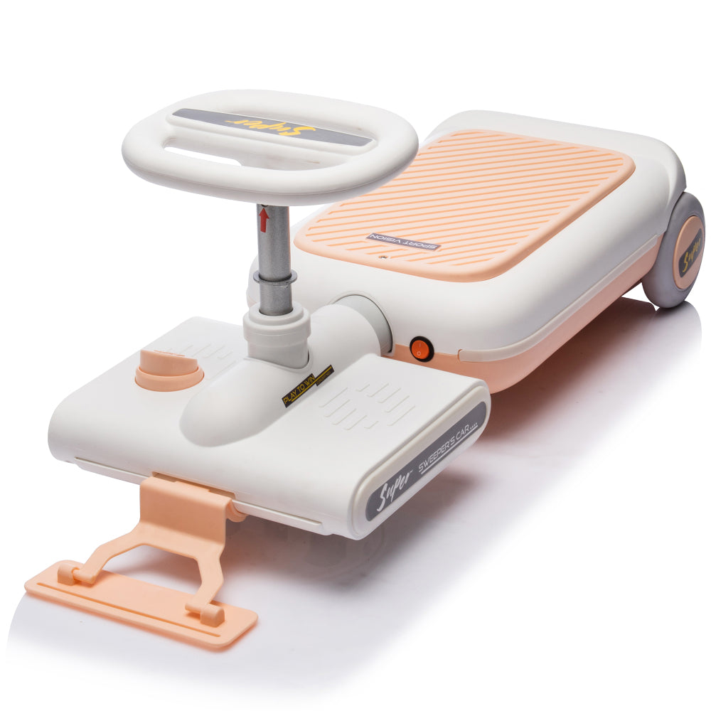 12V Cleaning Go Kart For Kids,55W Motor,Front with mop for cleaning,Length can extended by 6cm,Built in music and lighting functions,Provide a speed of 1.86-2.49MPH for kids aged 3-6 years old.