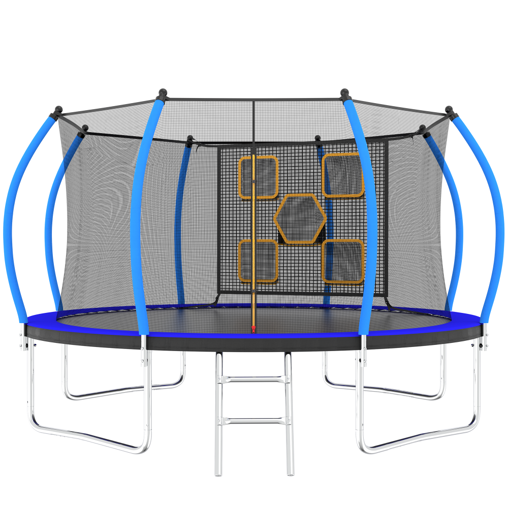 12FT Trampoline, Outdoor Trampolines for Kids and Adults, Recreational Trampoline with Enclosure Net & Ladder, Round Trampoline ASTM Approved