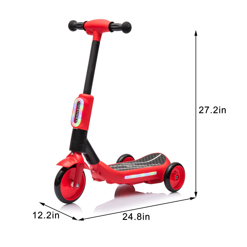 2in1 Kids Ride On Three-Wheel Balance Electric Scooter,Toy for kids,Tail Color Lights W/Spray,Wider Pedal,PU Wheels For Effective Floor Protection,Independent Light Switch With Music,For Kids 3-6