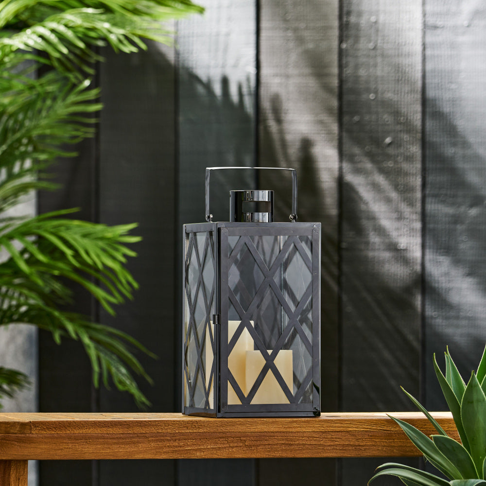 ANTON  14"H STAINLESS STEEL LANTERN