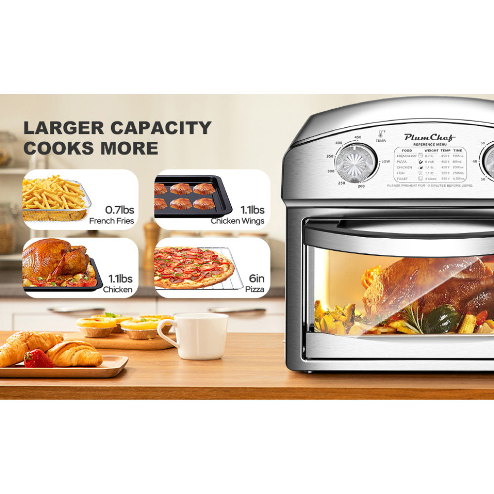 12.5 Quart 7-in-1 Convection Toaster Oven, 1500W, Stainless Steel, with 5 Pre-Set Menus – Roast, Bake, Grill, Broil, Toast, Dehydrate & Defrost, Silver