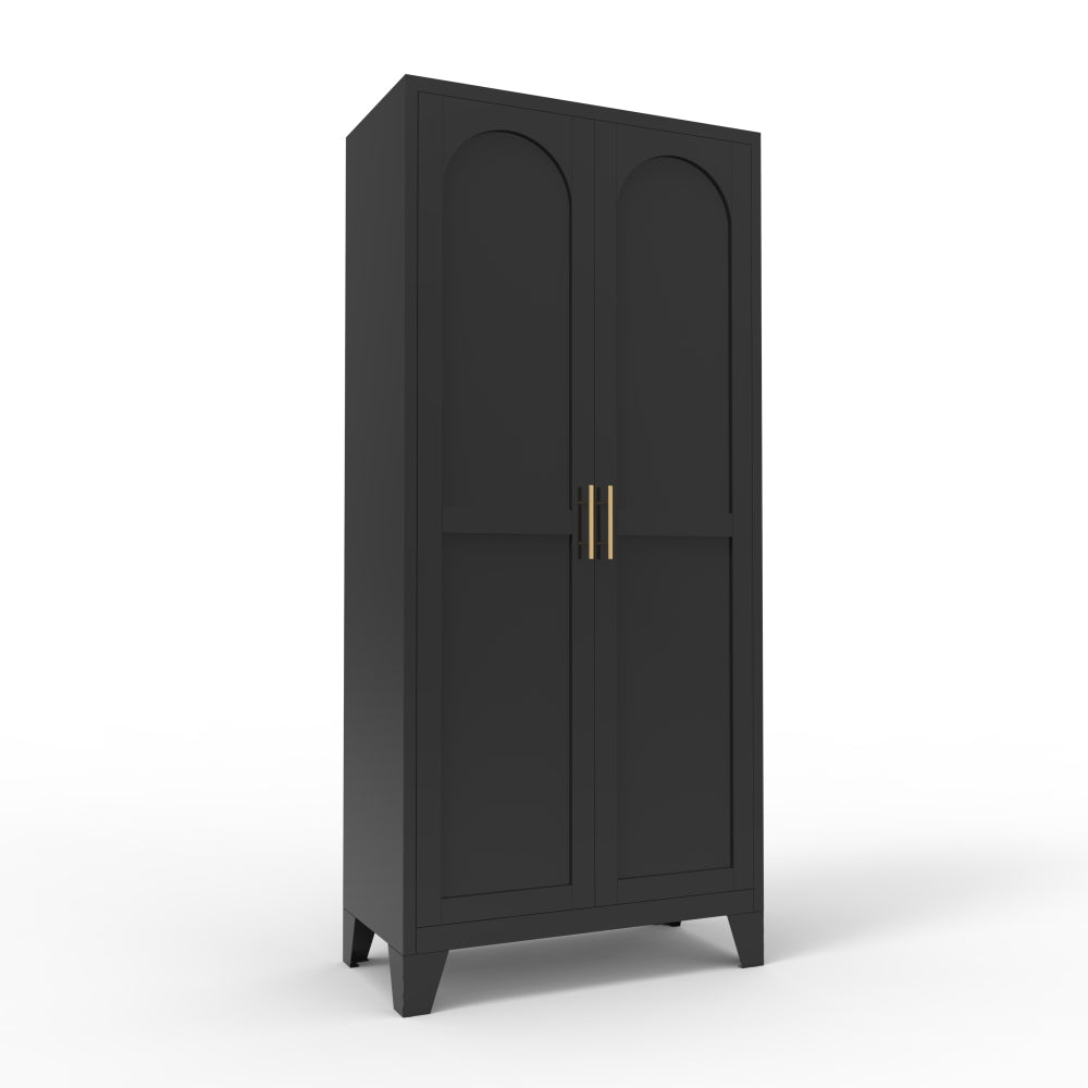 71'' 2 Shapely Doors Cabinet, Metal Storage Cabinet with Doors and Adjustable Shelves, for Bedroom, Living Room, Kitchen(White)