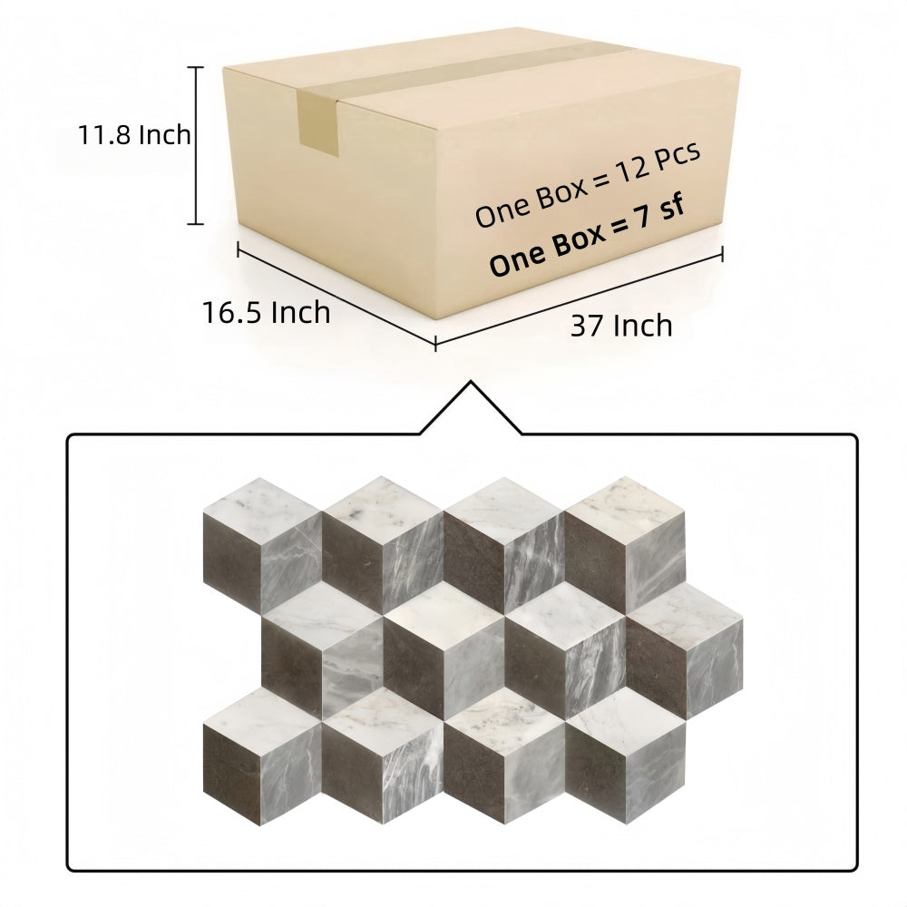 Hexagon Water-jet marble,White Gray Black 3 color, natural marble, for floor and wall,polished marble tile, natural stone, genuine marble, real marble, 1 box 12 pcs