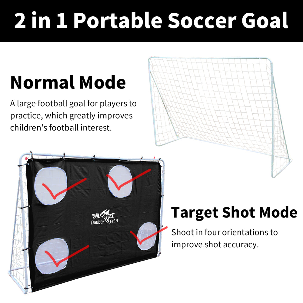 DOUBLE FISH [7.5ft X 5ft Soccer Goal] Professional Unisex Soccer Goal for Adults, 7.5ft X 5ft, White, Institutional Quality Football Net