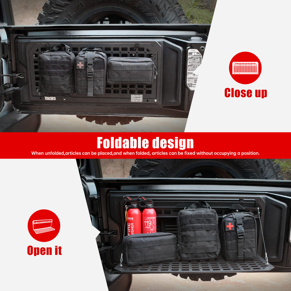 Tailgate Table Foldable Rear Cargo Shelf Compatible with Jeep Wrangler 2007-2018 JK JKU & 2018-2022 JL JLU