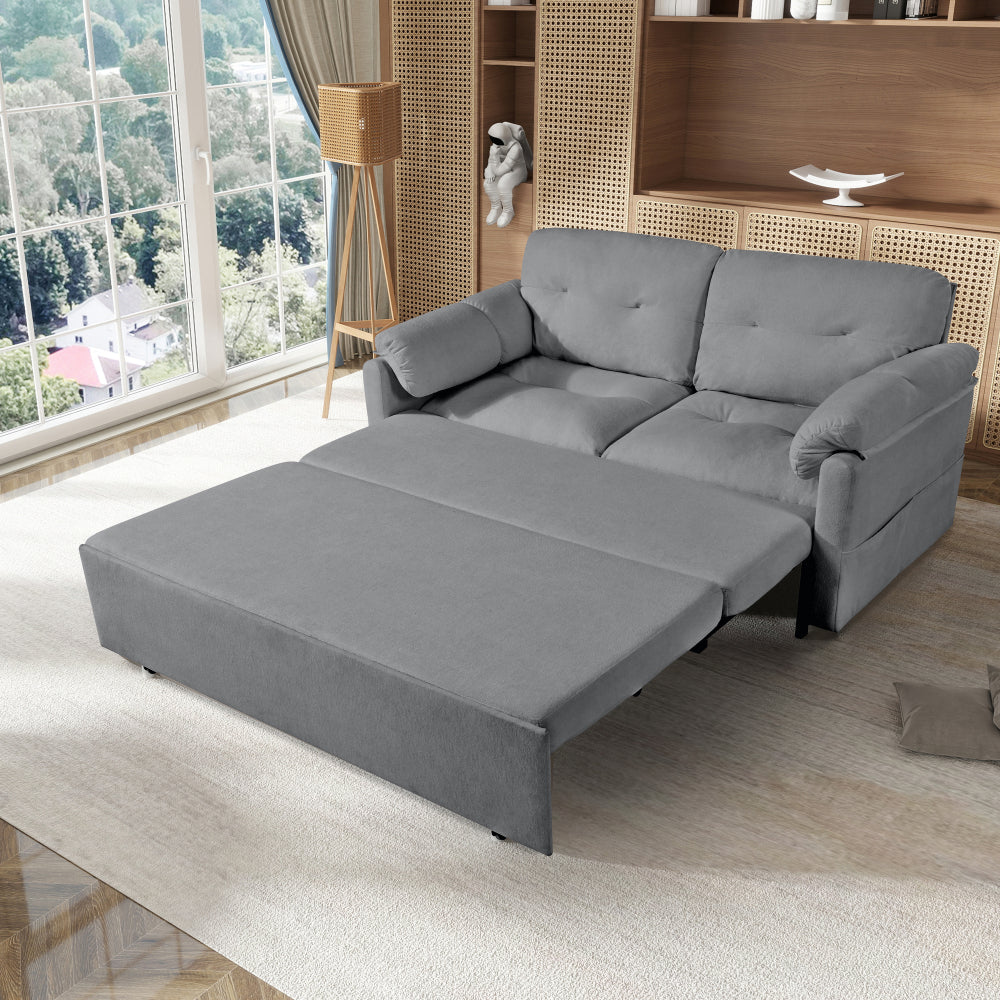 Convertible Pull Out Sofa Bed Queen Size, 3-in-1 Convertible Sleeper Couch with Thicked Cushions and Side Storage,Multi-Functional chenille Loveseat Sofa for Living Room,Bedroom,Apartment,Office,Grey