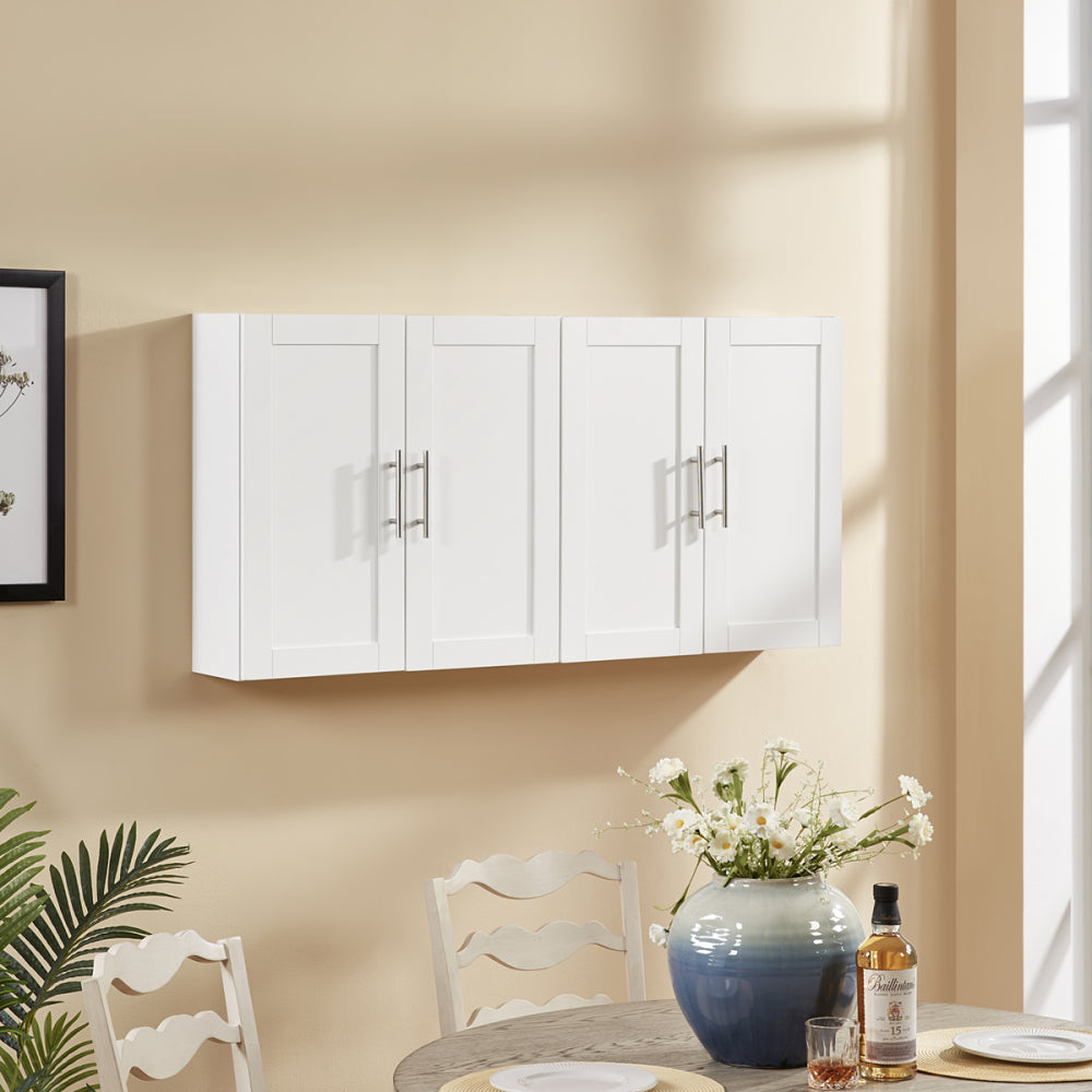 Wood Hanging Cabinet with Doors and Shelves