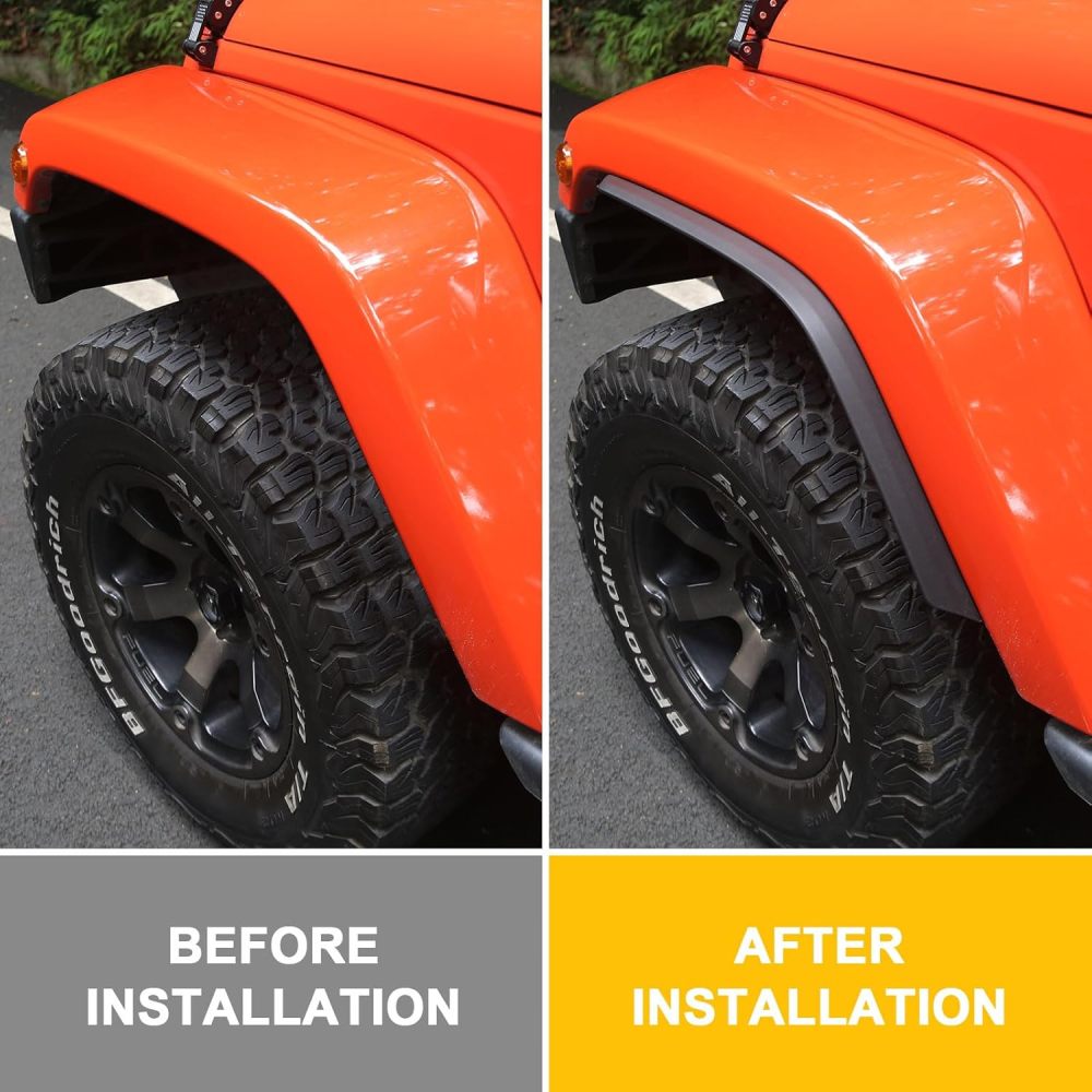 Front & Rear Fender Flares Compatible with 2007-2018 Jeep Wrangler JK JKU, Off-Road Wheel Flares Liner 4 PCS