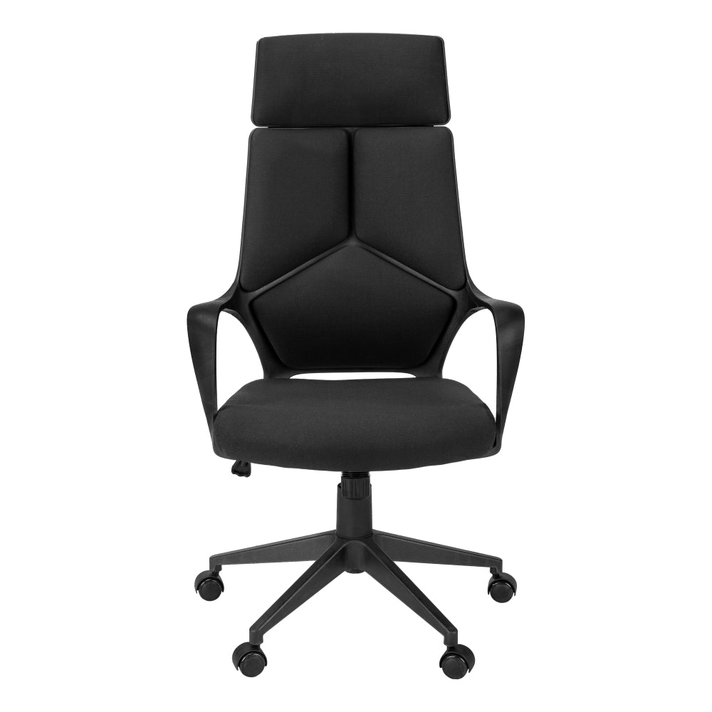 Office Chair, Adjustable Height, Swivel, Ergonomic, Armrests, Computer Desk, Work, Black Fabric, Black Metal, Contemporary, Modern