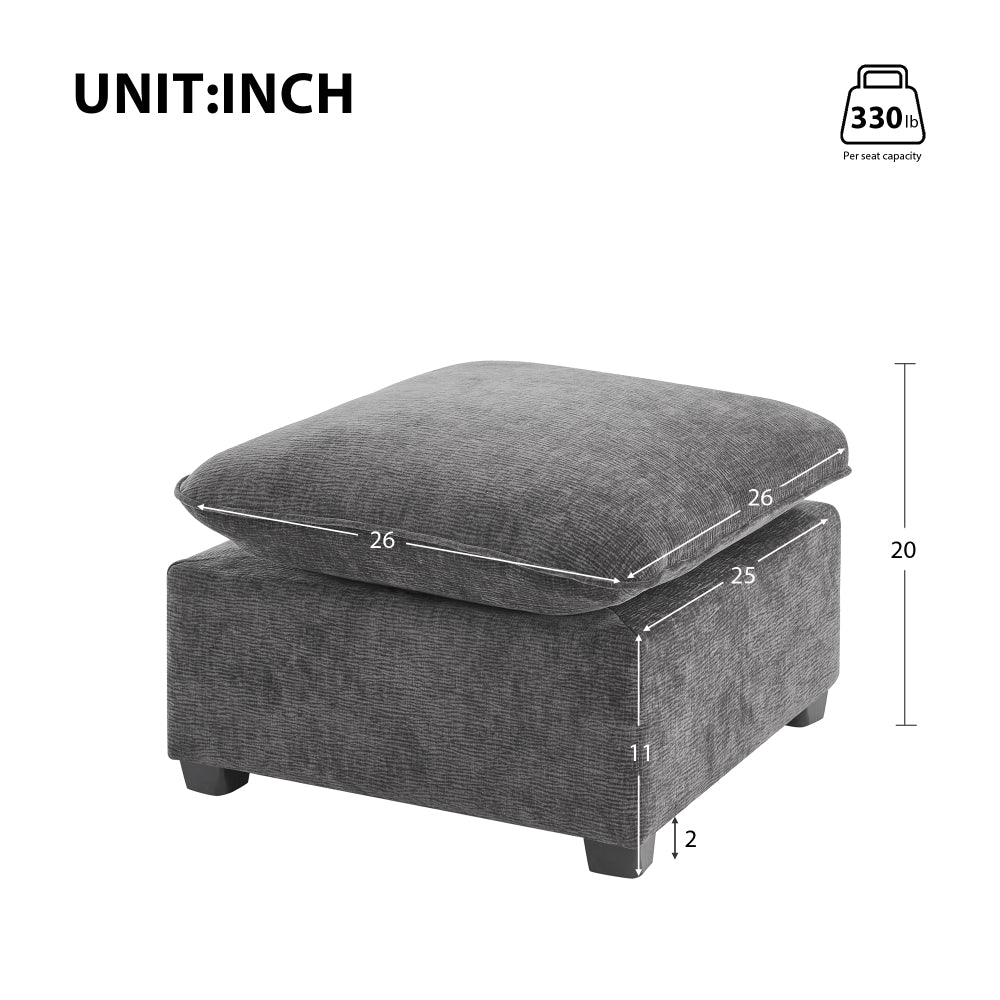 26*26" Ottoman Module for Modular Sectional Sofa,Wide Seat,Chenille,2 Colors