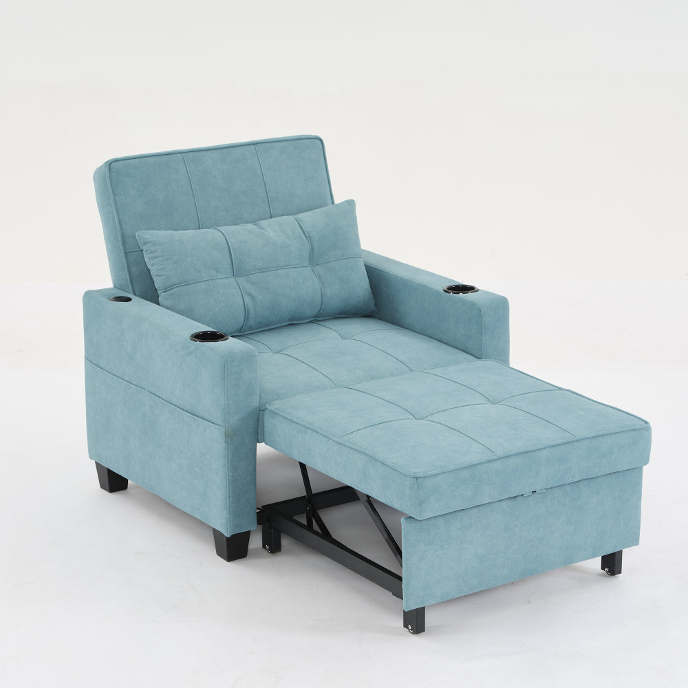 Futon Chair Bed Convertible Chair 3-in-1 Pull Out Sleeper Chair Beds with USB Ports,Wear-resistant and Anti-scratch, Armchair Bed Sleeper for Living Room (Dark Grey Linen)