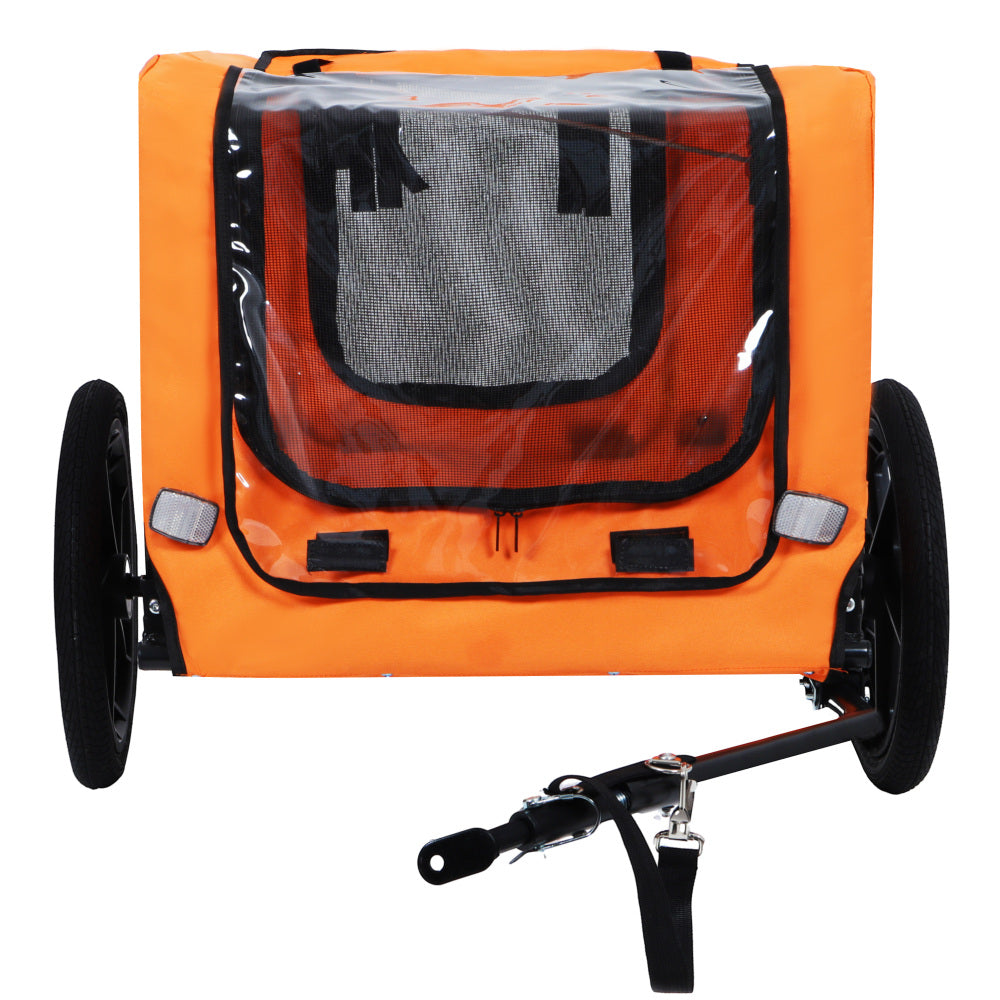Outdoor Heavy Duty Collapsible Pet Bike Trailer with 16-Inch All-Terrain Wheels & Universal Hitch – Foldable Dog/Cargo Carrier Cart for Bicycles, orange