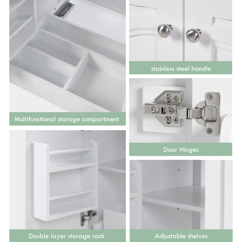 30" No Assembly Needed Vintage White Bathroom Vanity with Ceramic Sink,Two Soft-Close Doors & Adjustable Shelf,Modern Farmhouse Style