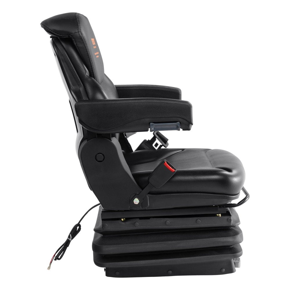Universal Tractor seat Suspension, Fold Down Forklift Seat with Adjustable Angle Back, Micro Switch, Seatbelt and Armrests, 3-level Shock Absorption Tractor Seat for Tractor Loader Excavator