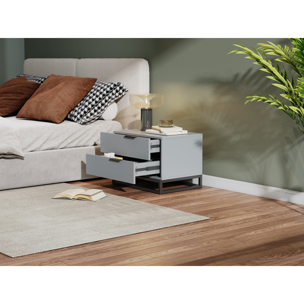 22" Grey white Nightstand with 2 Drawer , Small Dressers for Closet, Wood Storage Cabinet for Hallway Bedroom Entryway, Sofa Beside Table Drawer Chest