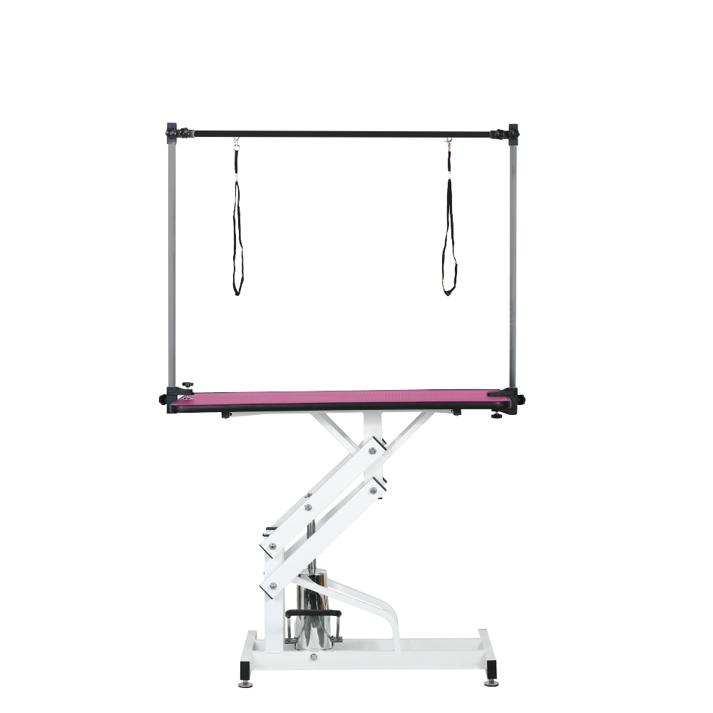 42.5INCH HYDRAULIC PET GROOMING TABLE WITH "H" ARM PINK