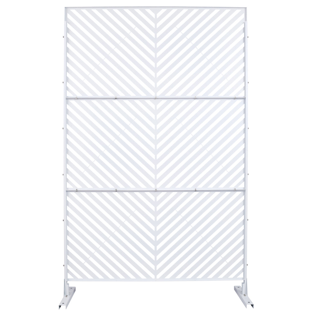 Outdoor & Indoor Privacy Screen Metal Privacy Screen 76" H×48" W, Freestanding Decorative Privacy Screen for Deck Balcony Patio, Privacy Fence Panels for Outside Lawn Garden PS113 WHITE