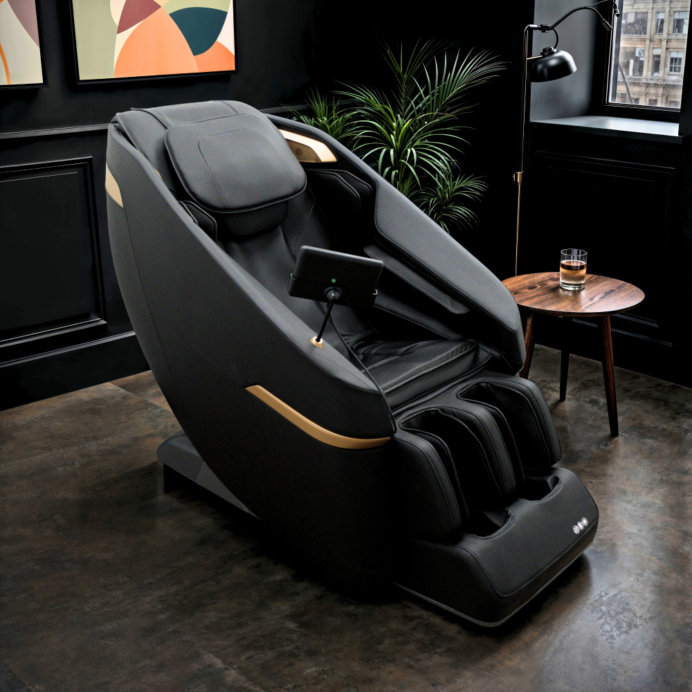 Global Home Black Massage Chair with a Tablet Controller
