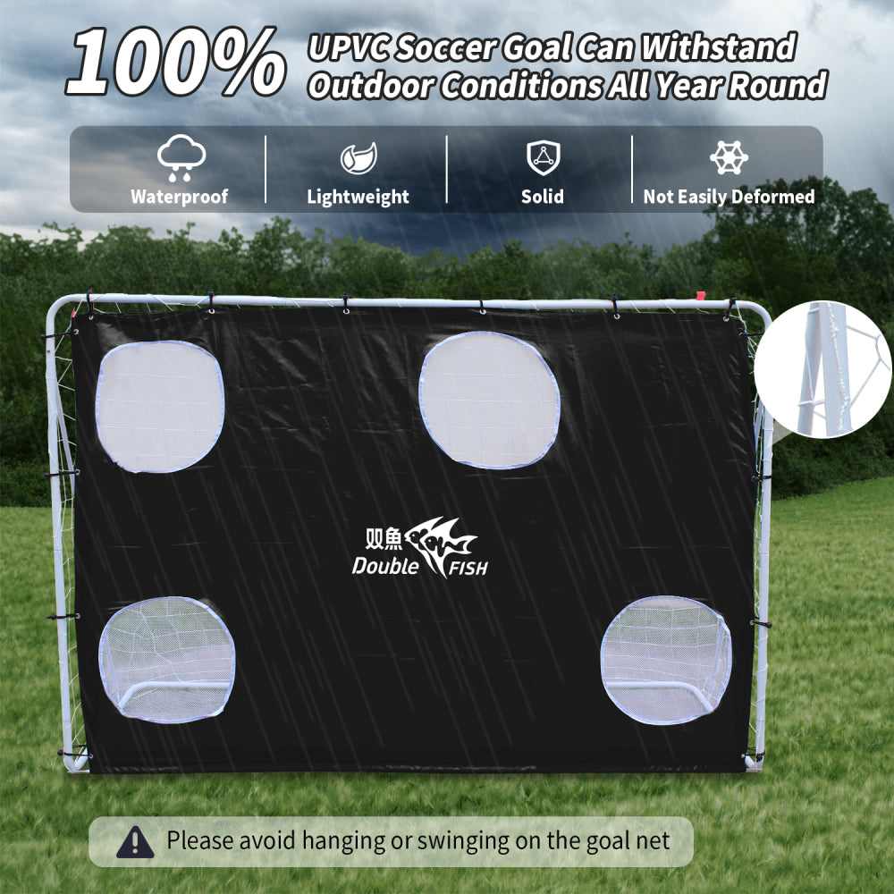 DOUBLE FISH [7.5ft X 5ft Soccer Goal] Professional Unisex Soccer Goal for Adults, 7.5ft X 5ft, White, Institutional Quality Football Net