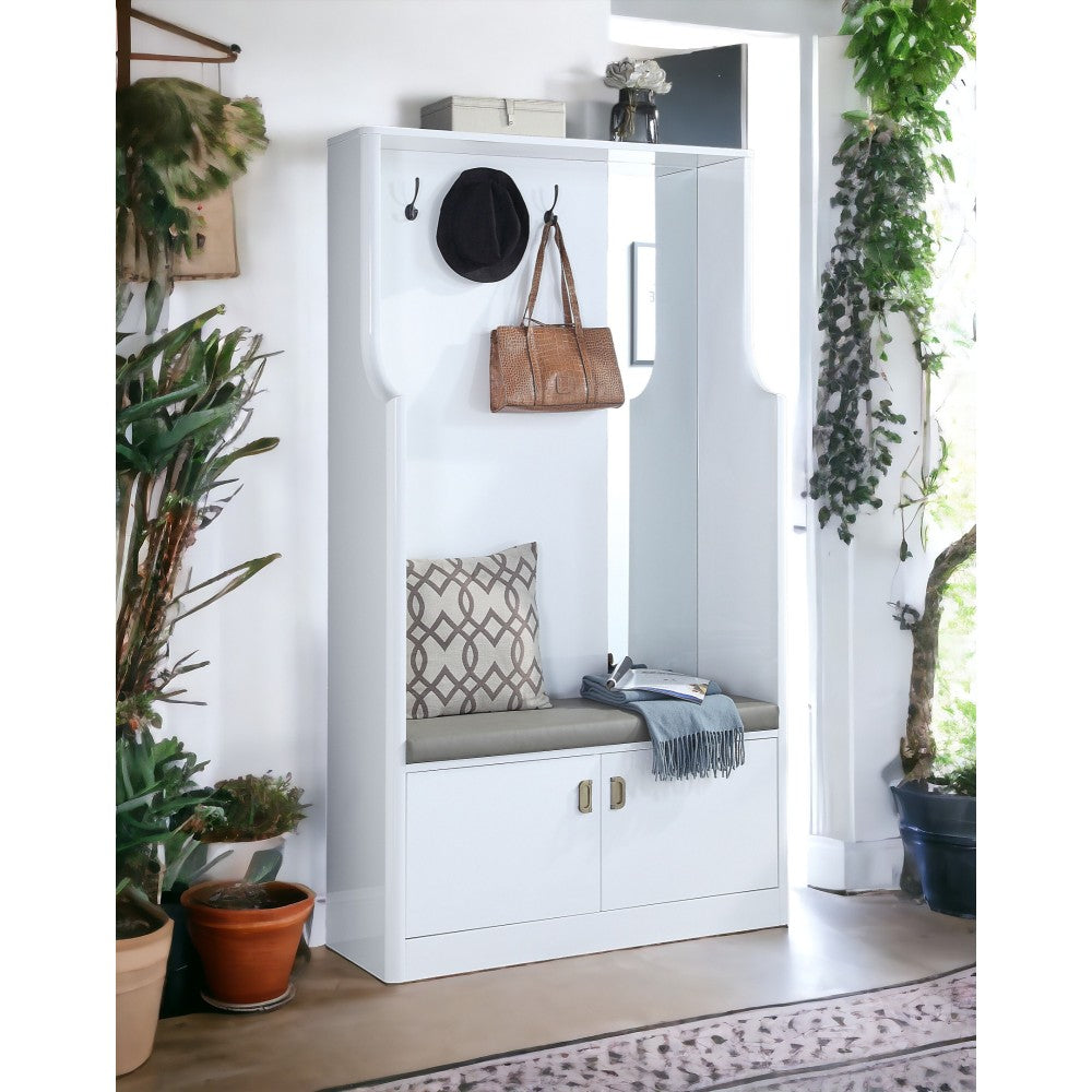 Buck II White High Gloss Finish Hall Tree