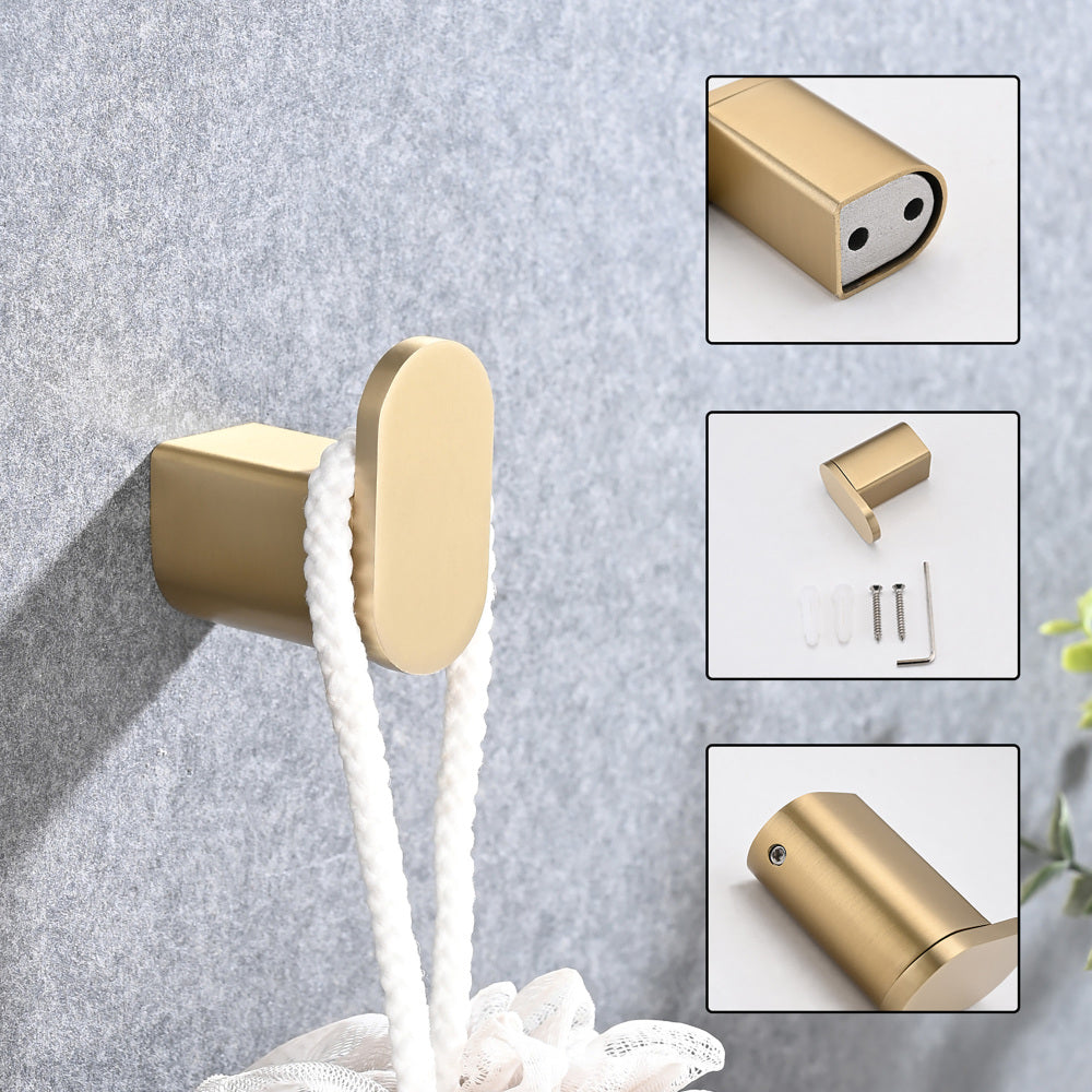 Brushed Gold 4-Pieces Bathroom Hardware Set Towel Bar Set Include Single Towel Bar Towel Holder Toilet Paper Holder