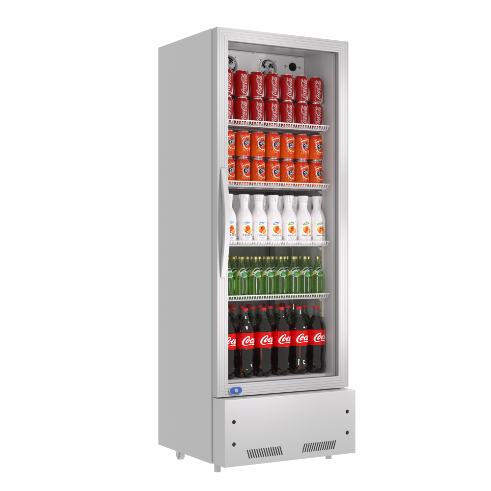 Commercial Display Refrigerator, Upright Swing Glass Door Merchandiser Fridge with LED Lightning, Reach-in Beverage Cooler for Shop Restaurant, ETL Approved, 10.9 Cu. Ft, SILVER
