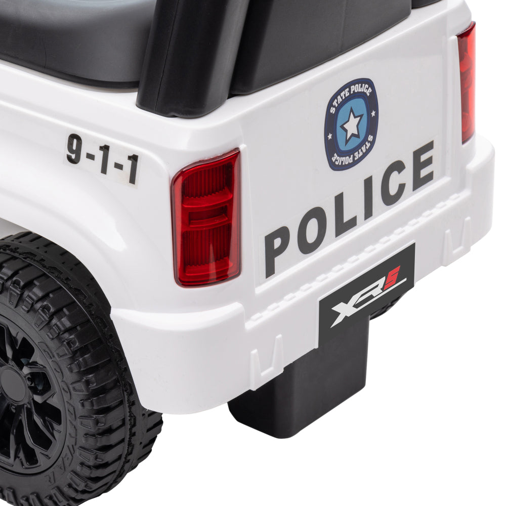 Aosom Kids Push Ride On Car with Working PA System and Horn, Police Truck Style  Foot-to-Floor Sliding Car for Boys and Girls with Under-Seat Storage, for 18 Months to 5 Years Old, White