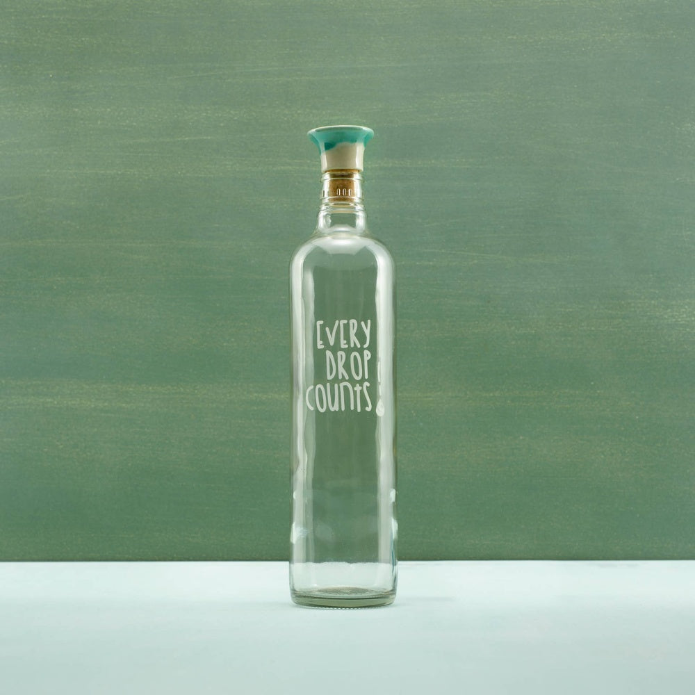 Drop Glass Water Bottle with Ceramic Stopper-750 ML