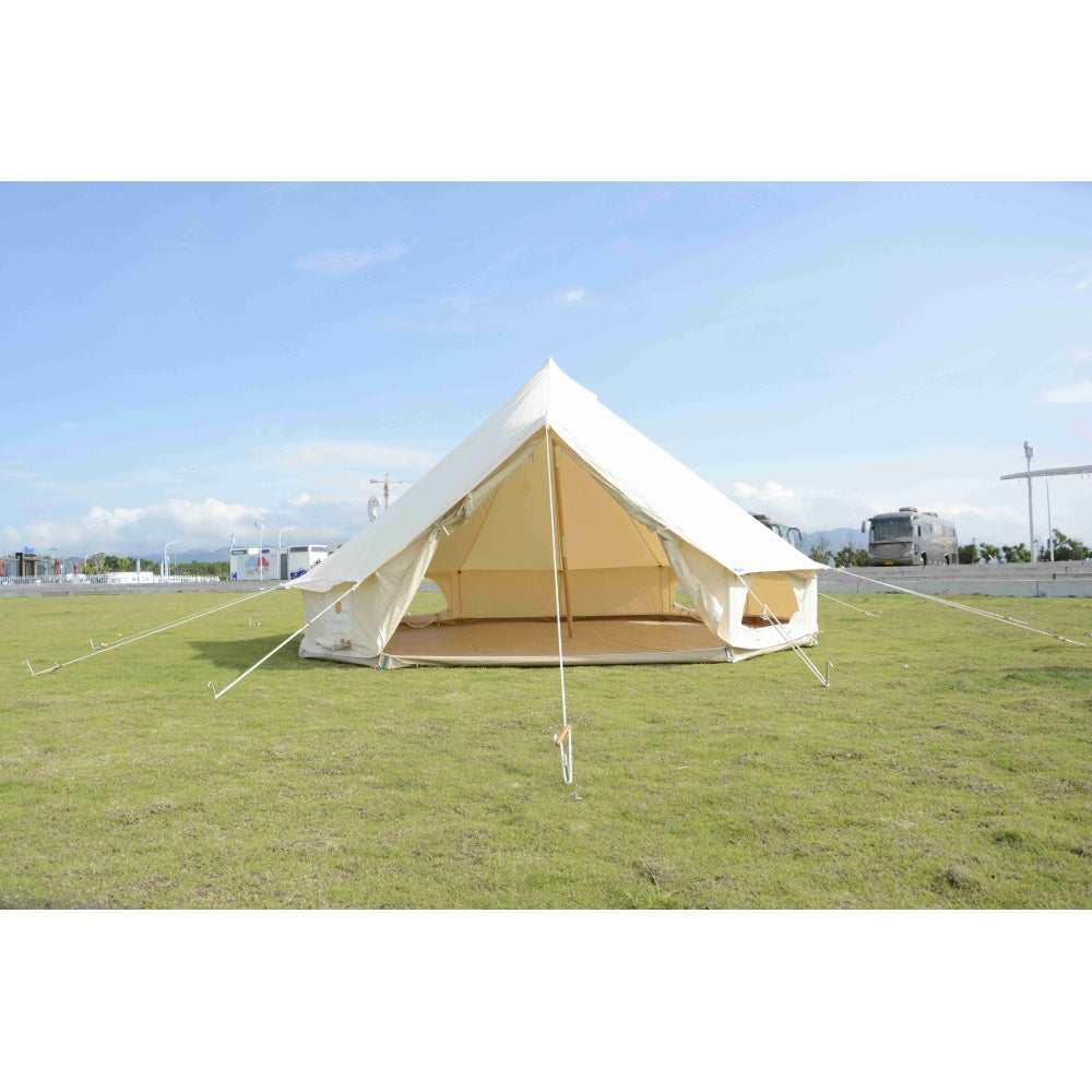 SAM&HAIBEI Canvas Tent Bell Tent Glamping, 4 Seasons Yurt Tent for Camping, 4M/5M Cotton Canvas Tent for Family Camping, Outdoor Hunting, or Party (13ft-16.5ft). Durable, Spacious, and Versatile.