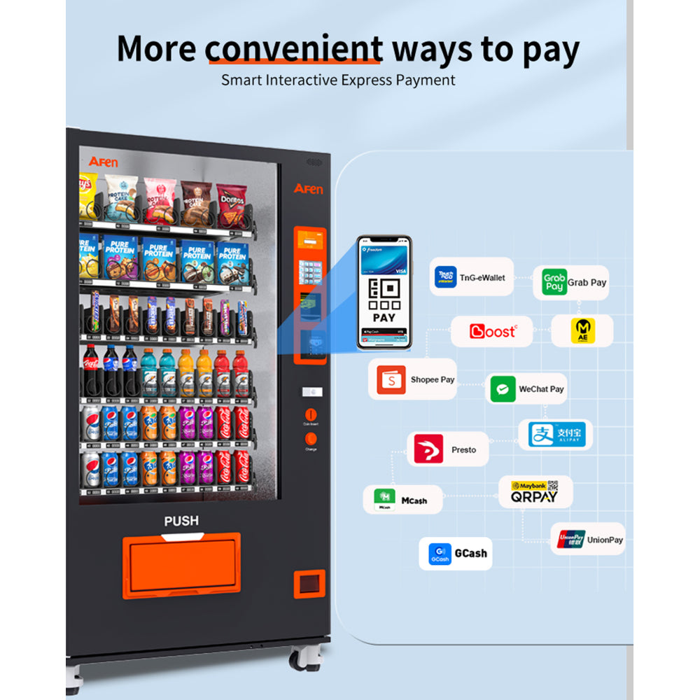 Snack & Drink Vending Machine with Bill Acceptor and Credit Card Reader, Refrigerated Commercial Vending Machine, 60 Slots