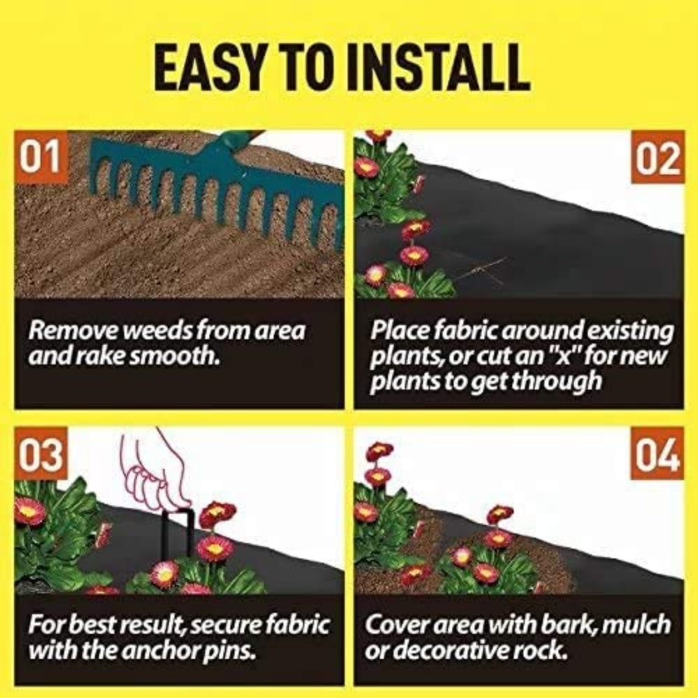 3 ft. x 50 ft. 3.0 oz. Black Woven Polypropylene Weed Barrier Fabric - Heavy Duty Landscape Fabric for Garden, Patio & Weed Control