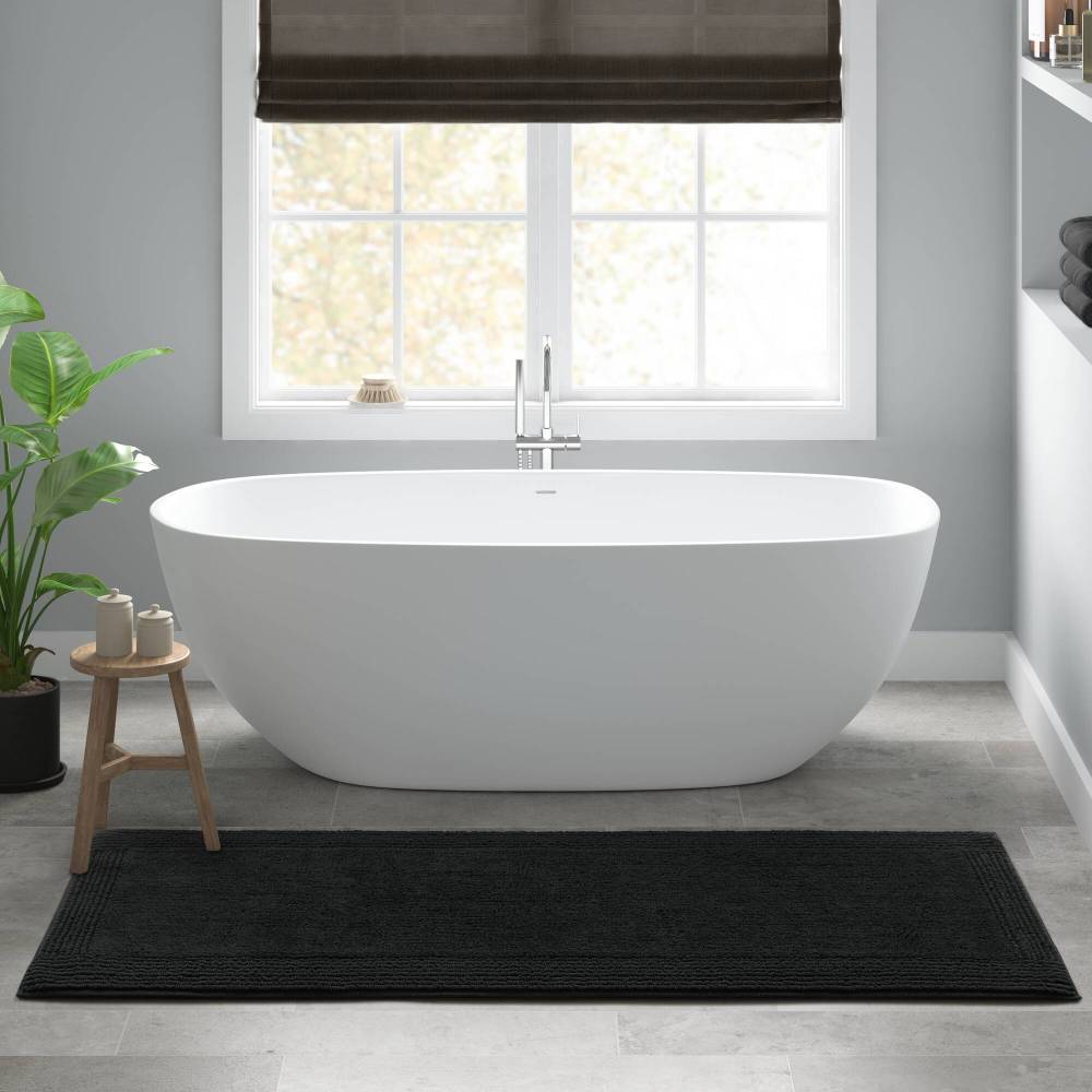 100% Cotton Tufted 3000 GSM Reversible Bath Rug Charcoal 21x34"