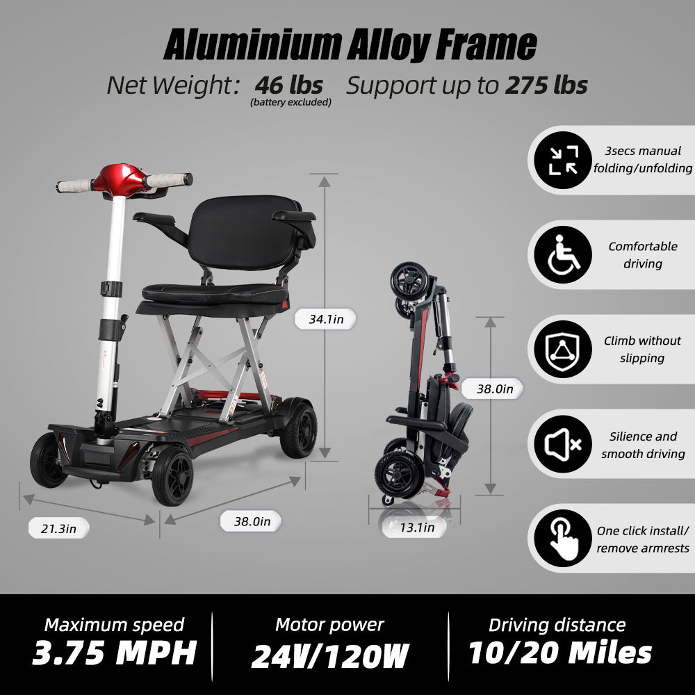 Manaul Folding Scooter M2085 Red For Senior's Easy Travel With Competitive Price