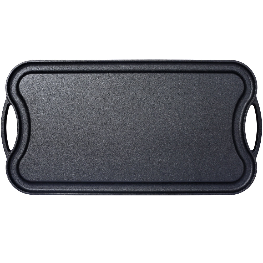 Pre-Seasoned Cast Iron Reversible Rectangular Grill/Griddle, Black,20inch x 10inch