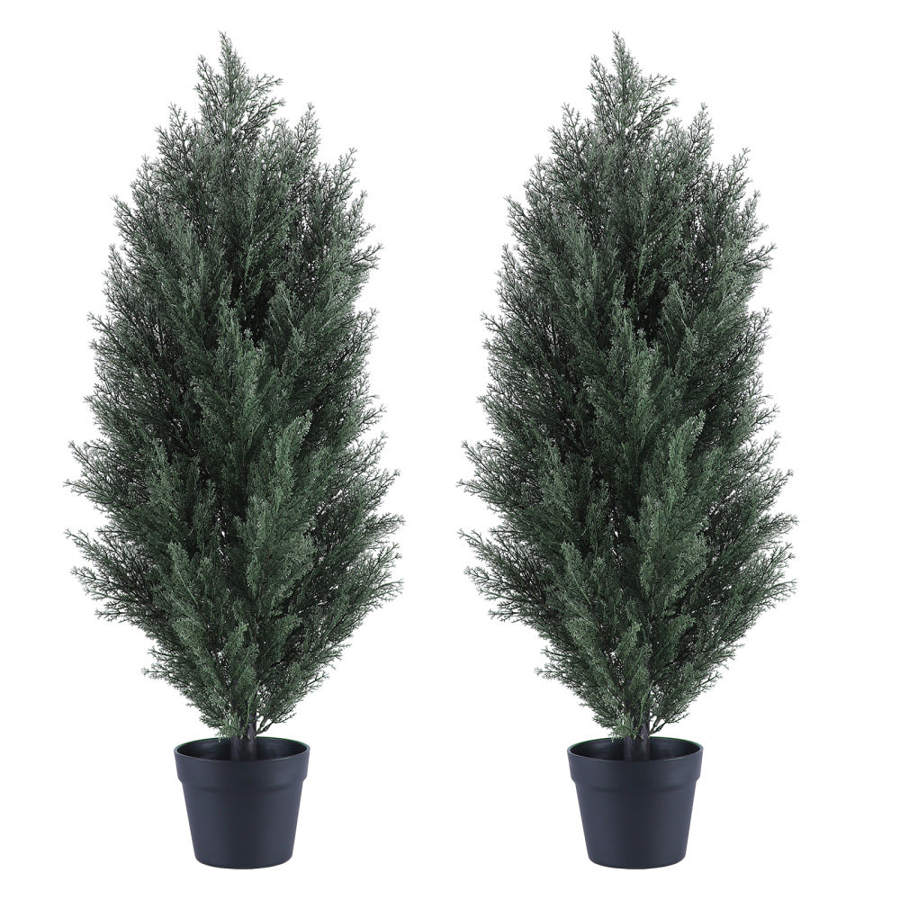 90cm artificial green pine tree, realistic plastic simulation plant, suitable for indoor and outdoor decoration 2pcs/set