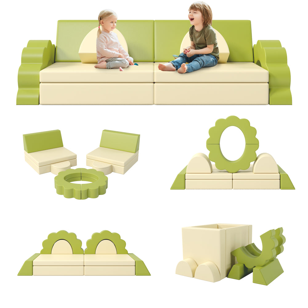 10PCS Kids Couch for Playroom, Baby Climbing and Crawl Foam Play Set, Foam Climbing Blocks Convertible Sofa ,Kids Play Couch, Indoor Climbing Structure for Toddlers, Infant, Kids, Pre-school