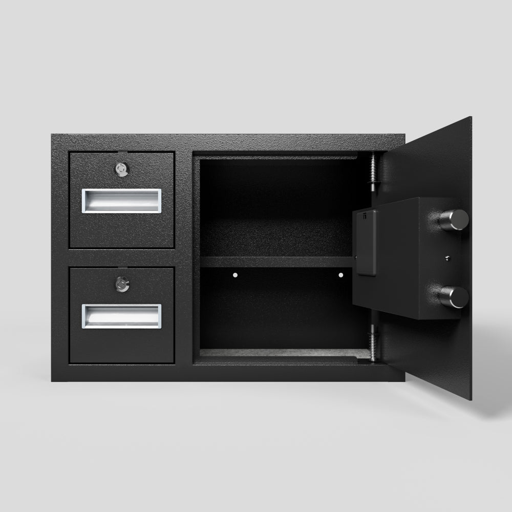 Steel Security Safe and Lock Box with Electronic Keypad - Secure Cash, Jewelry, ID Documents, Black,1.85 Cubic Feet