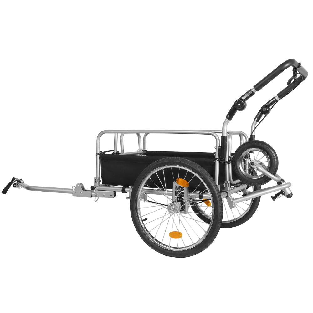3-in-1 Heavy-Duty Bike Cargo Trailer – E-Bike Compatible Steel Frame, 110lb Capacity, Convertible Stroller & Pull Cart w/Suspension, 20" Wheels & Accessories