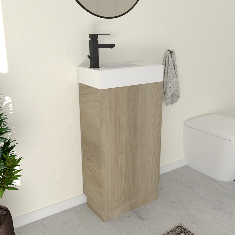 16 inch Bathroom Vanity Sink Combo for Small Bathroom - Natural Ash