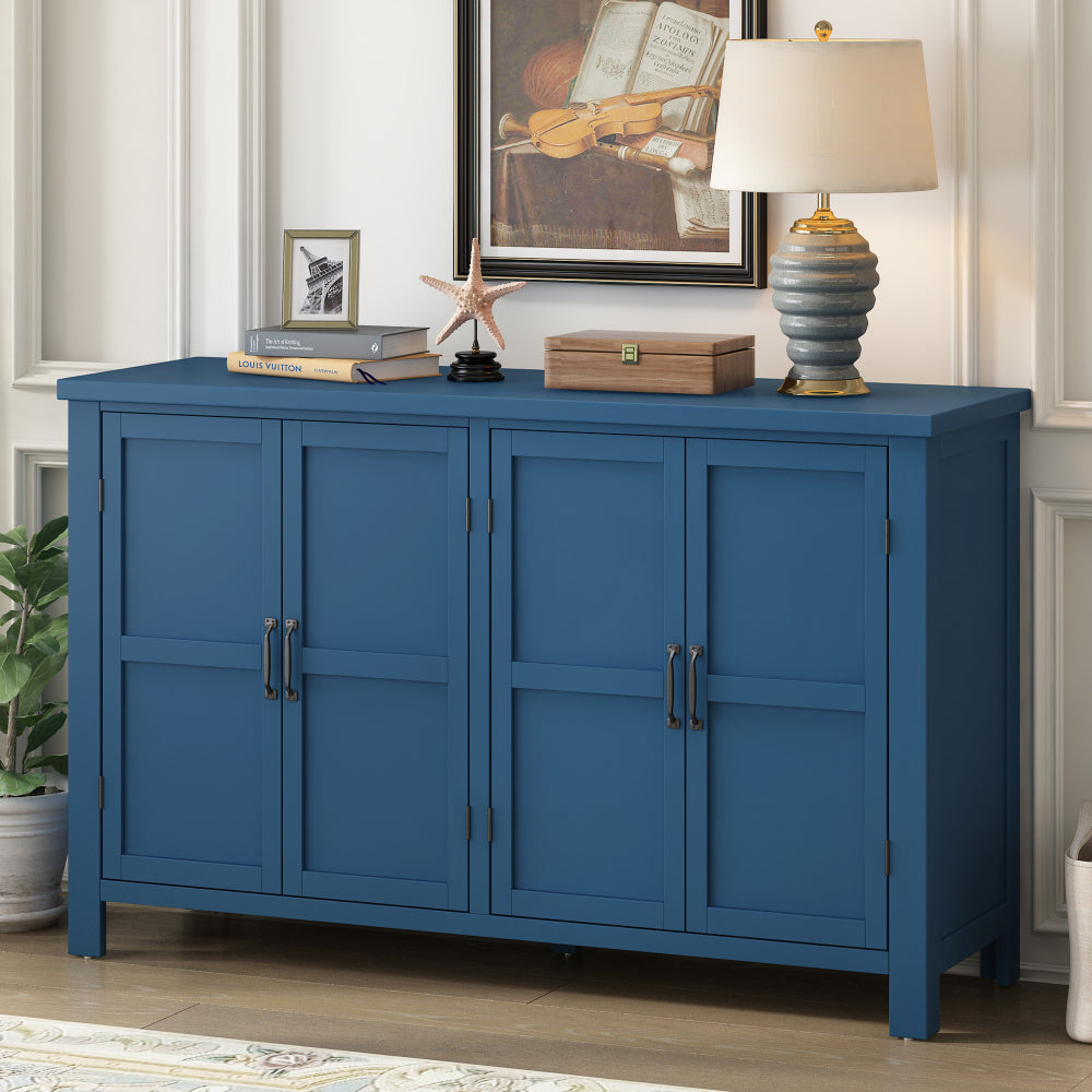 U_STYLE 4-Door Storage Sideboard with Adjustable Shelves and Retro Atimon Handles ,Ample Storage,Pinewood Legs,for Living Room, Study, and Entryway
