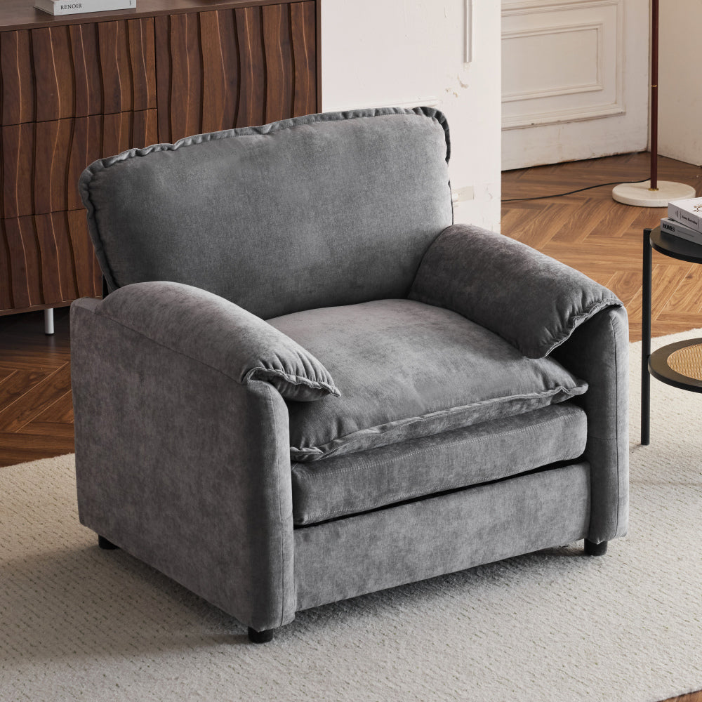 38" Oversized Chenille Lounge Chair - Plush Reading Armchair with Thick Comfort Cushions, High Back Support & Wide Seat, Perfect Accent Chair for Modern Living Room, Cozy Bedroom, Compact Office, Dorm