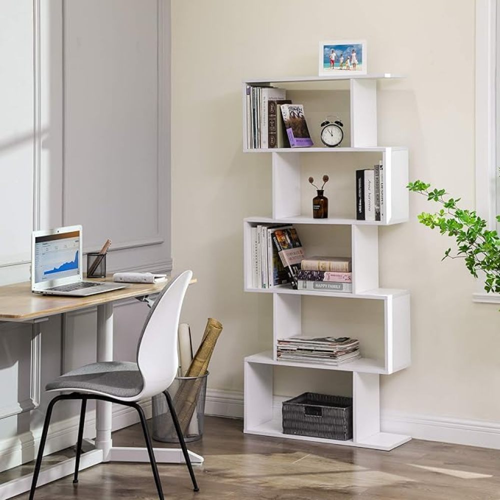 Five layer simple household white bookshelf