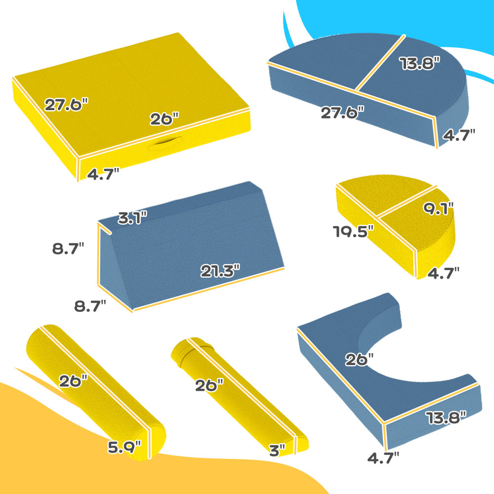 Qaba Modular Kids Play Couch, 14 Piece Kids Couch, Child Sectional Sofa for Playing, Sitting & Sleeping, Convertible Foam Floor Cushions for Boys & Girls, Yellow