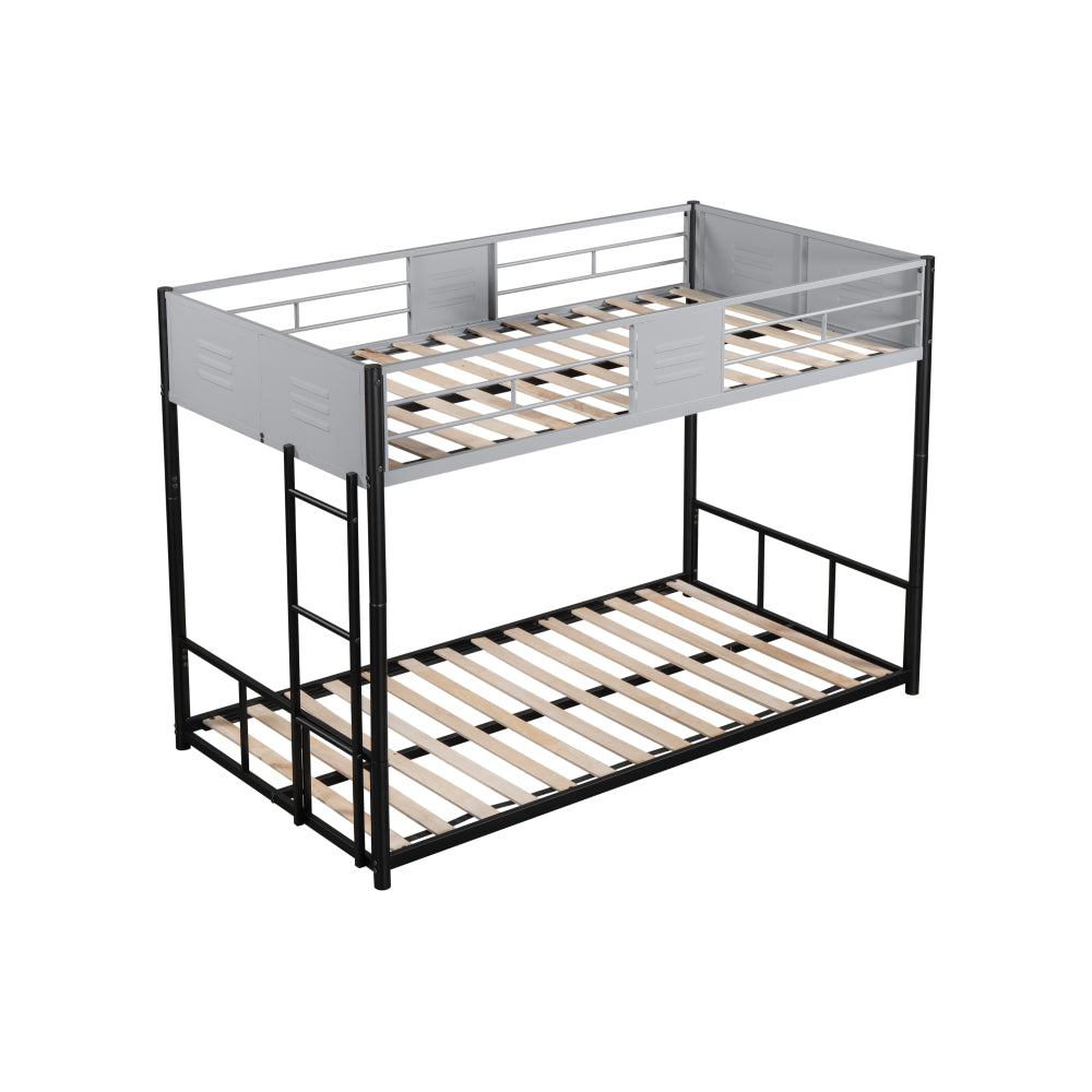 Metal Twin over Twin Bunk Bed with Vent Board/ Heavy-duty Sturdy Metal/ Noise Reduced/ Safety Guardrail/ CPC Certified
