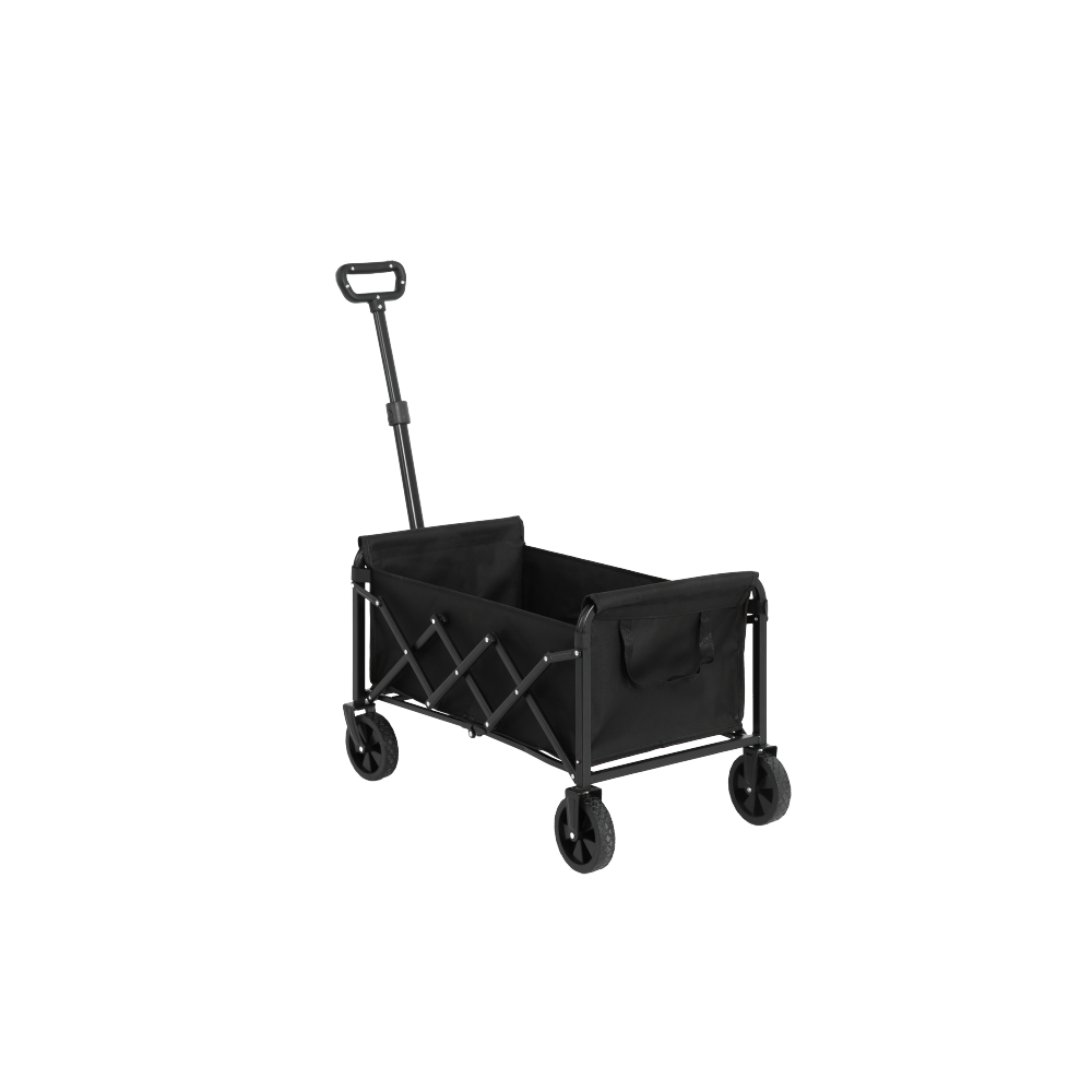 Lightweight Portable Heavy Duty Folding Beach Wagons with Wheels - Outdoor Utility Carts for Grocery, Camping, Shopping, Sports, Garden with Large Capacity-Black