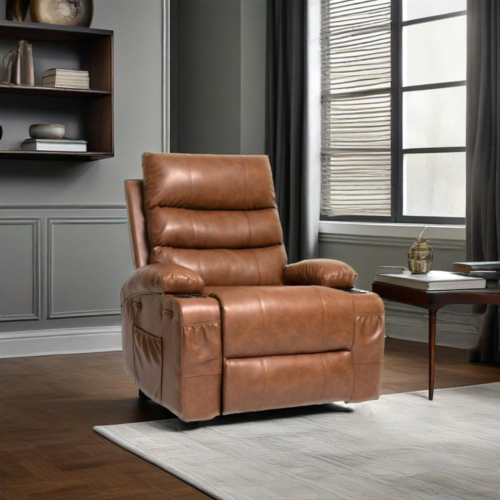 21"seat width,large size Electric Power Lift Recliner Chair Sofa for Elderly, 8 point vibration Massage and lumber heat, Remote Control, Side Pockets and Cup Holders, cozy fabric, overstuffed arm pu