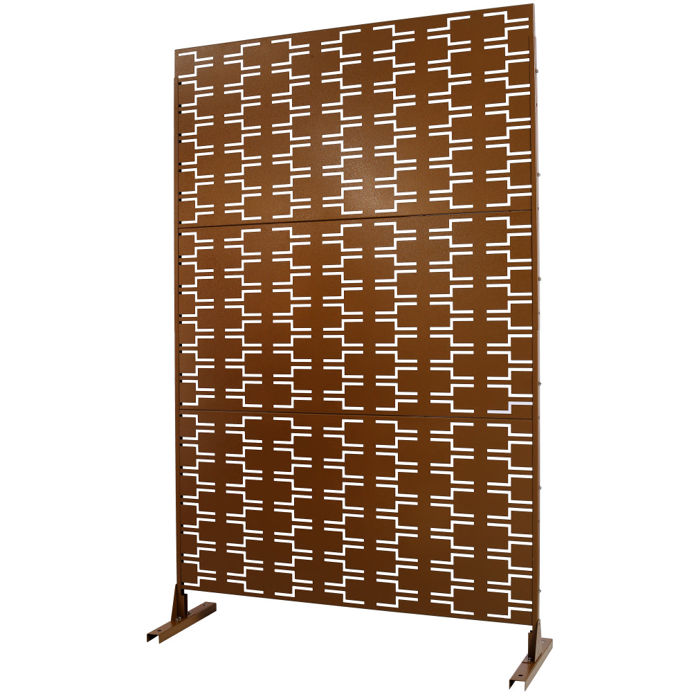 Outdoor & Indoor Privacy Screen Metal Privacy Screen 76" H×48" W, Freestanding Decorative Privacy Screen for Deck Balcony Patio, Privacy Fence Panels for Outside Lawn Garden PS112 BROWN HAMMERTONE