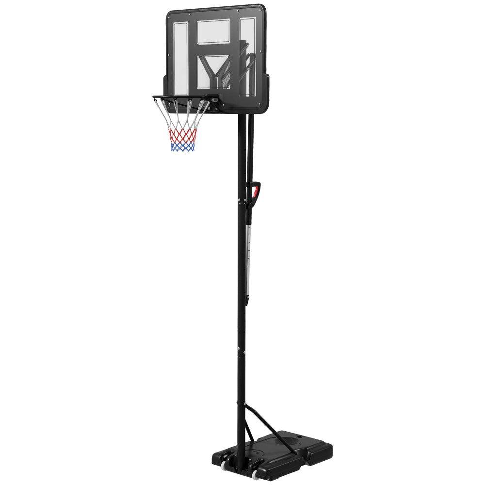 Soozier Portable Basketball Hoop, 7.7-10' Height Adjustable Basketball Goal with 43" Shatterproof Backboard, Wheels, and Fillable Base for Teenagers, Youth, Adults