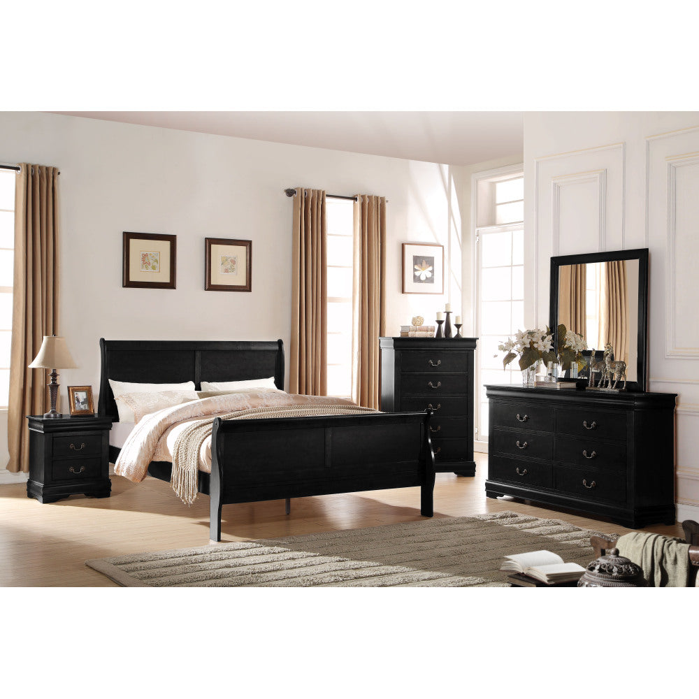 Louis Philippe Black Finish 2PCS Bedroom Set (E. King)